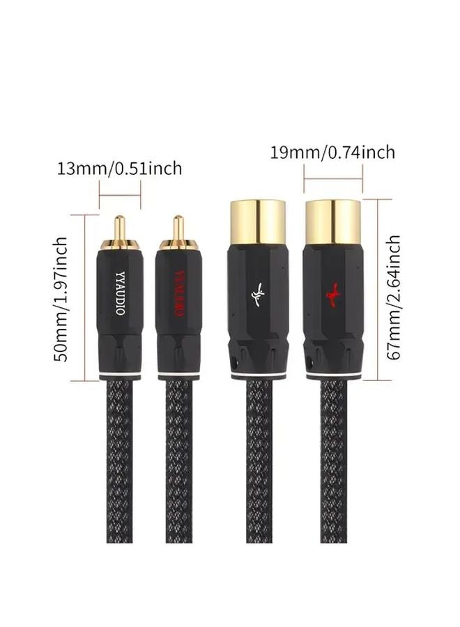 كابل صوتي من النحاس أحادي البلورة مطلي بالفضة من ذكر RCA إلى أنثى XLR بطول 1 متر (39.37 بوصة) - Image 2